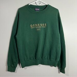 Vintage Jansport Genesee Community College Green Pullover Sweatshirt Adult Small